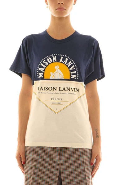 Shop Lanvin Women's Blue Cotton T-shirt