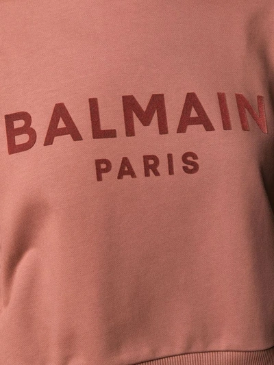 Shop Balmain Women's Brown Cotton Sweatshirt