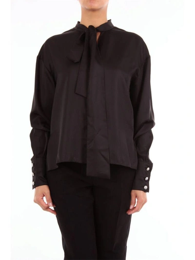Shop Balmain Women's Black Silk Shirt
