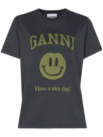 Shop Ganni Women's Grey T-shirt