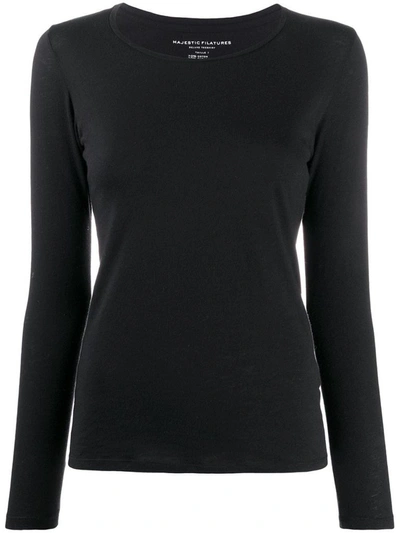 Shop Majestic Filatures Women's Black Cotton T-shirt