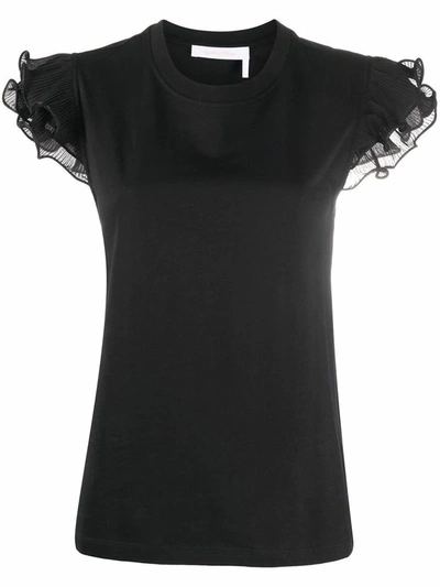 Shop See By Chloé Women's Black Cotton T-shirt