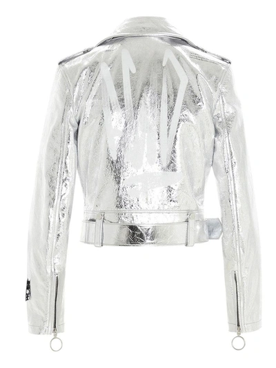 Shop Off-white Women's Silver Outerwear Jacket