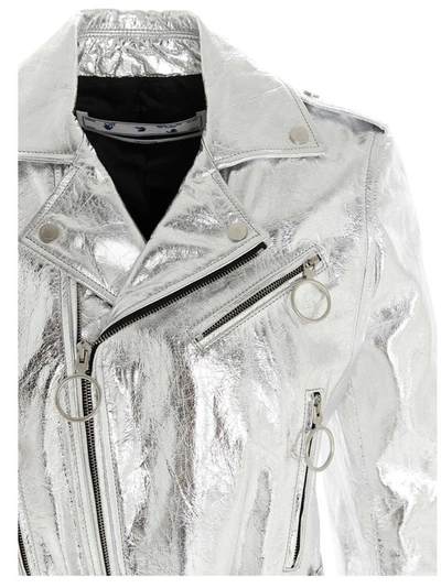 Shop Off-white Women's Silver Outerwear Jacket