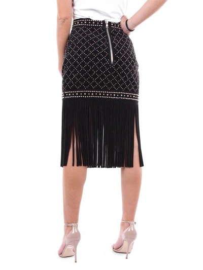 Shop Balmain Women's Black Leather Skirt