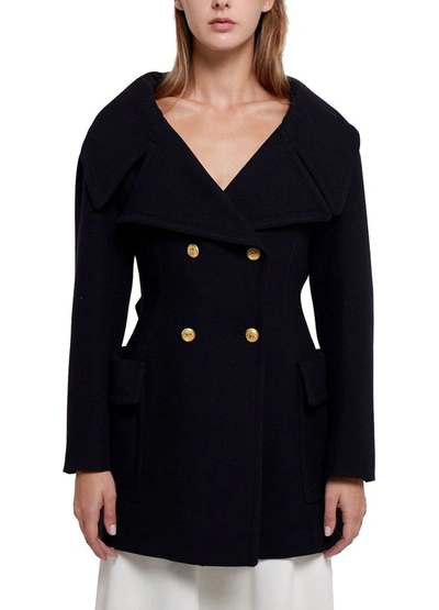 Shop Valentino Women's Blue Wool Coat