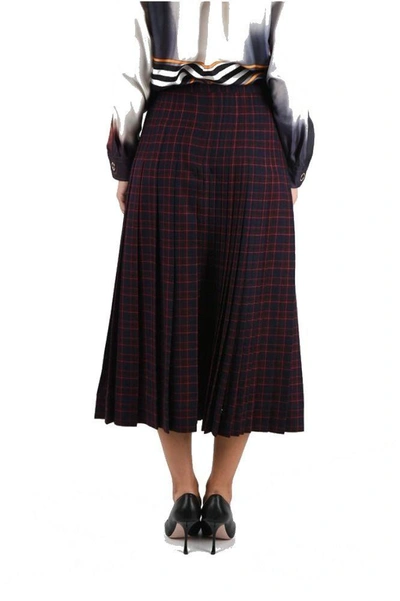 Shop Burberry Women's Blue Wool Skirt