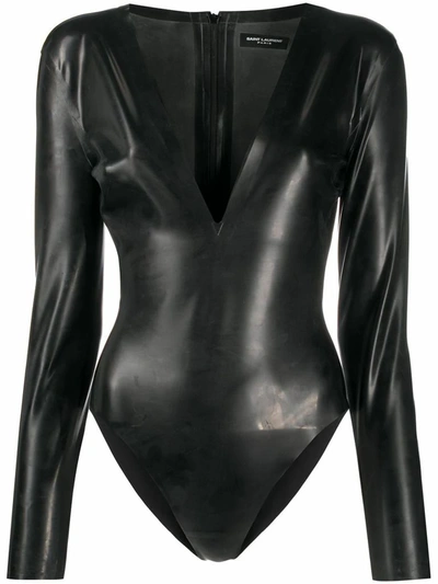 Shop Saint Laurent Women's Black Rubber Bodysuit
