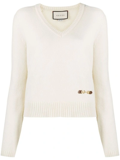 Shop Gucci Women's White Cashmere Sweater