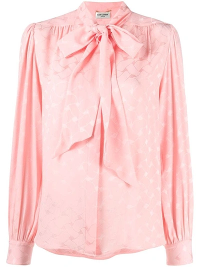 Shop Saint Laurent Women's Pink Silk Blouse