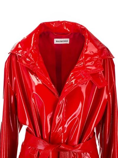 Shop Balenciaga Women's Red Polyester Trench Coat