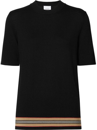 Shop Burberry Women's Black Wool T-shirt