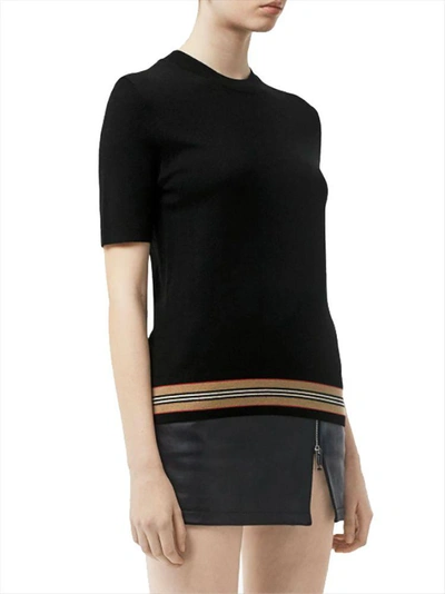 Shop Burberry Women's Black Wool T-shirt