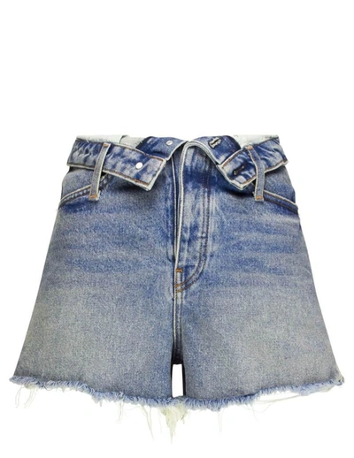 Shop Alexander Wang Women's Light Blue Cotton Shorts