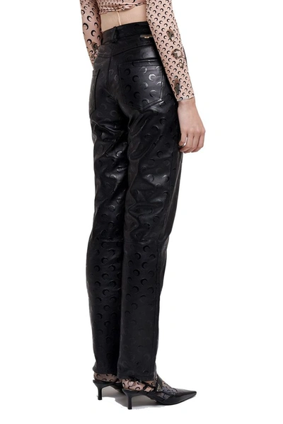 Shop Marine Serre Women's Black Leather Pants