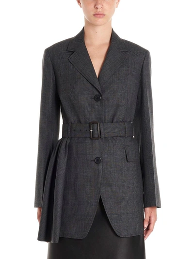 Shop Prada Women's Grey Wool Blazer