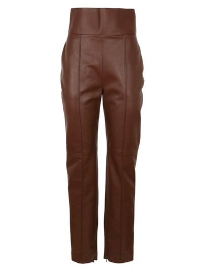 Shop Alexandre Vauthier Women's Brown Leather Pants