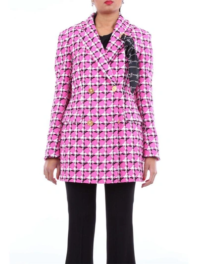 Shop Versace Women's Fuchsia Cotton Coat