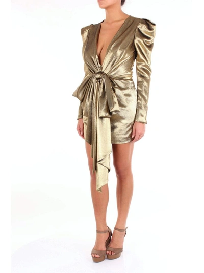 Shop Alexandre Vauthier Women's Gold Silk Dress