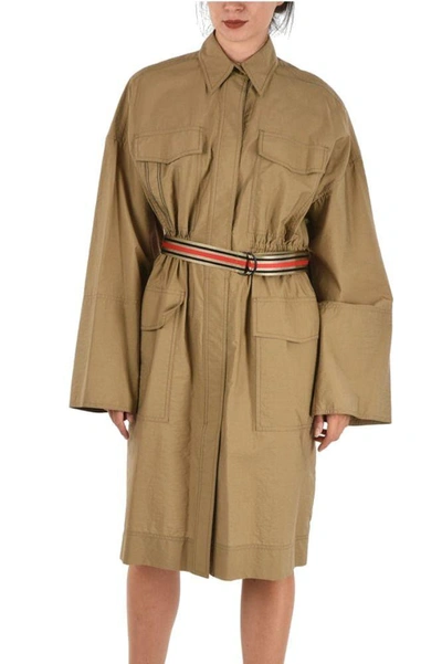 Shop Brunello Cucinelli Women's Brown Cotton Trench Coat