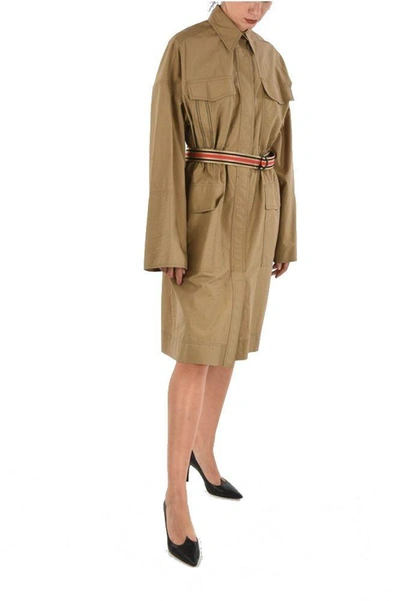 Shop Brunello Cucinelli Women's Brown Cotton Trench Coat