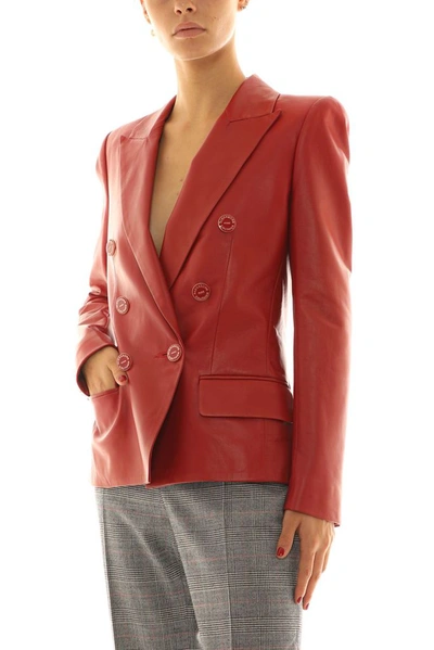 Shop Alexandre Vauthier Women's Red Leather Blazer