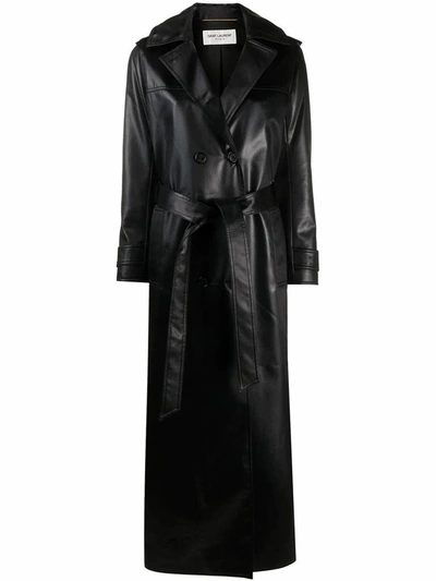 Shop Saint Laurent Women's Black Acetate Trench Coat