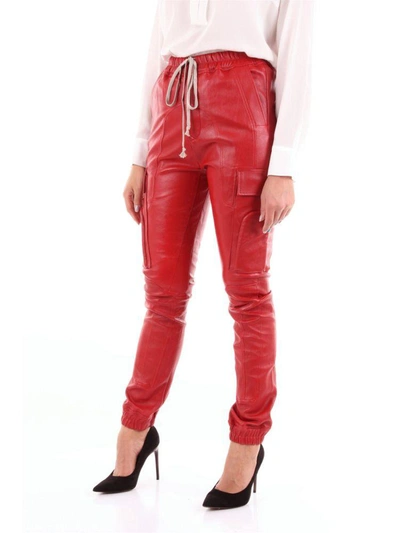Shop Rick Owens Women's Red Leather Pants
