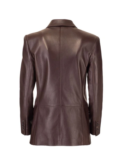 Shop Saint Laurent Women's Brown Leather Blazer
