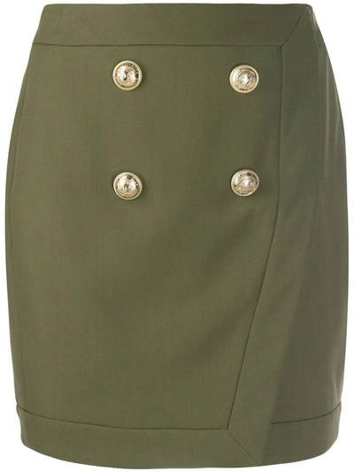 Shop Balmain Women's Green Viscose Skirt