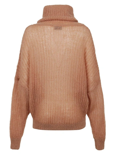 Alexandre Vauthier Chunky-knit Roll-neck Jumper In Beige