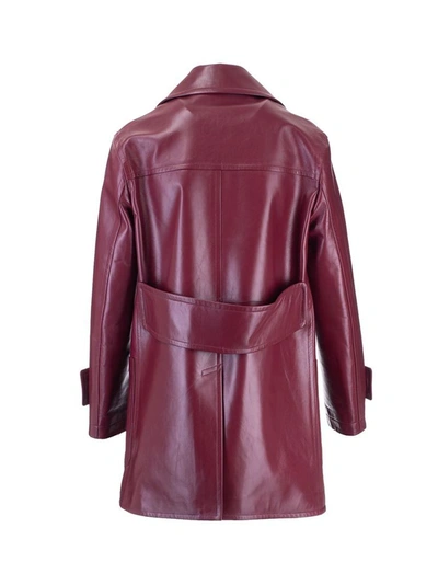 Shop Valentino Women's Burgundy Leather Jacket