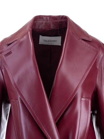 Shop Valentino Women's Burgundy Leather Jacket