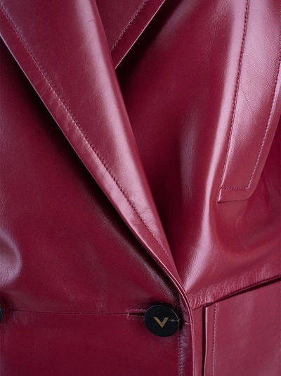 Shop Valentino Women's Burgundy Leather Jacket