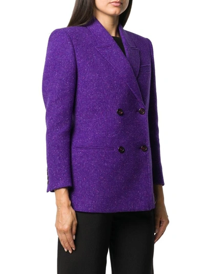 Shop Saint Laurent Women's Purple Wool Jacket