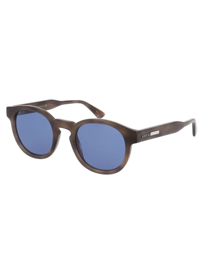 Shop Gucci Men's Brown Metal Sunglasses