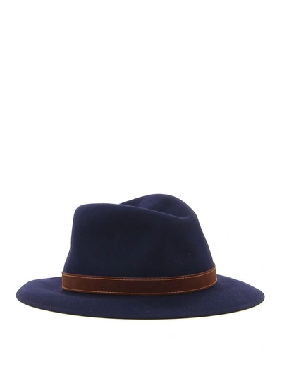 Shop Borsalino Men's Blue Leather Hat