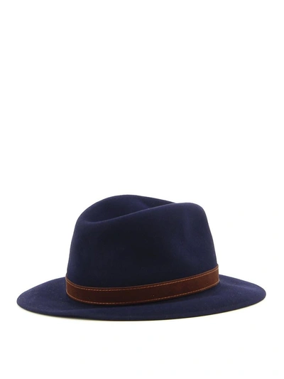 Shop Borsalino Men's Blue Leather Hat