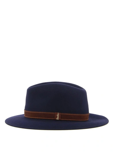 Shop Borsalino Men's Blue Leather Hat