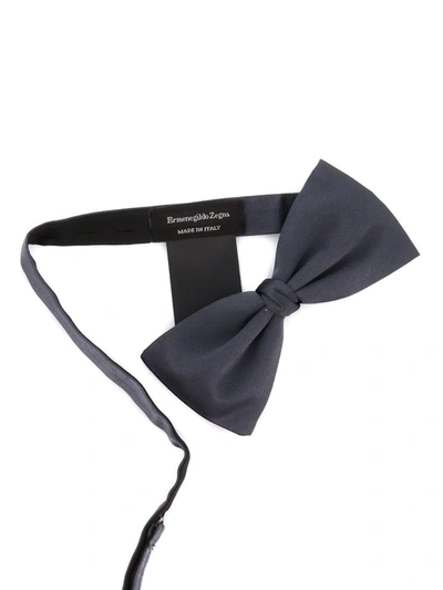 Shop Ermenegildo Zegna Men's Grey Silk Bow Tie