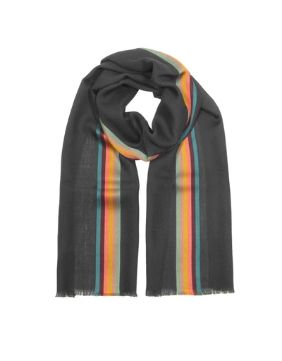 Shop Paul Smith Men's Grey Wool Scarf