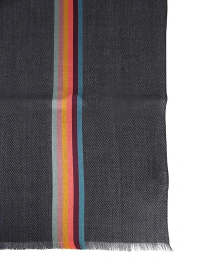 Shop Paul Smith Men's Grey Wool Scarf