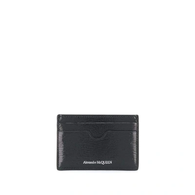 Shop Alexander Mcqueen Men's Black Leather Card Holder