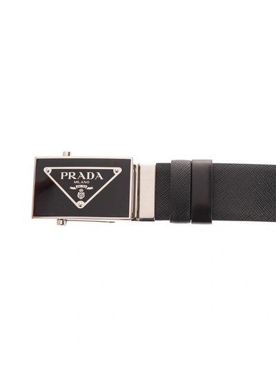 Shop Prada Men's Black Leather Belt