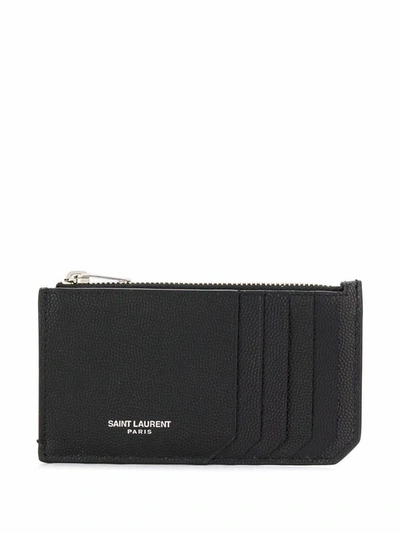 Shop Saint Laurent Men's Black Leather Card Holder