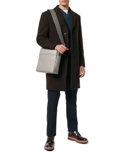 Shop Bottega Veneta Men's Grey Leather Messenger Bag
