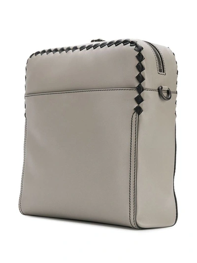 Shop Bottega Veneta Men's Grey Leather Messenger Bag