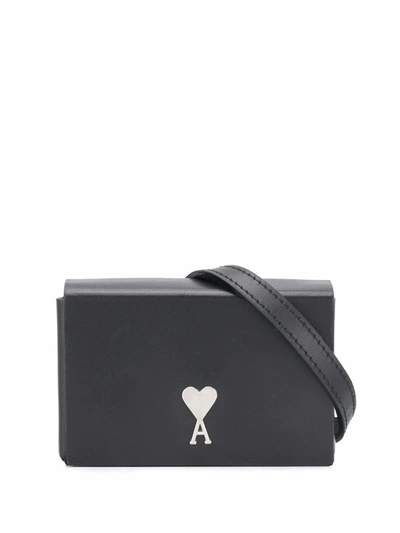 Shop Ami Alexandre Mattiussi Men's Black Leather Messenger Bag