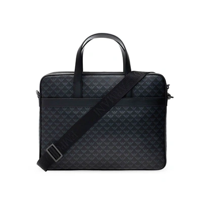 Shop Emporio Armani Men's Black Leather Briefcase