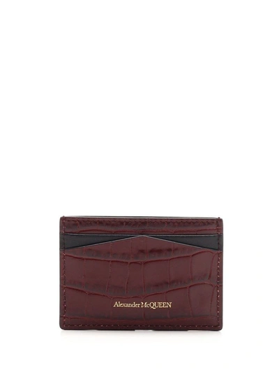 Shop Alexander Mcqueen Women's Burgundy Leather Card Holder
